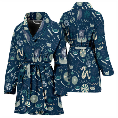 Vikings Print Design LKS305 Women Bathrobe