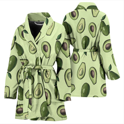 Avocado Pattern Print Design 02 Women Bathrobe