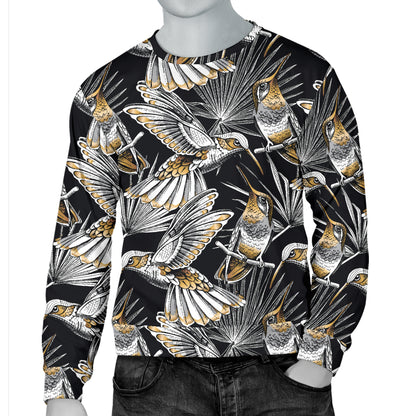 Hummingbird Gold Design Themed Print Men Long Sleeve Sweatshirt