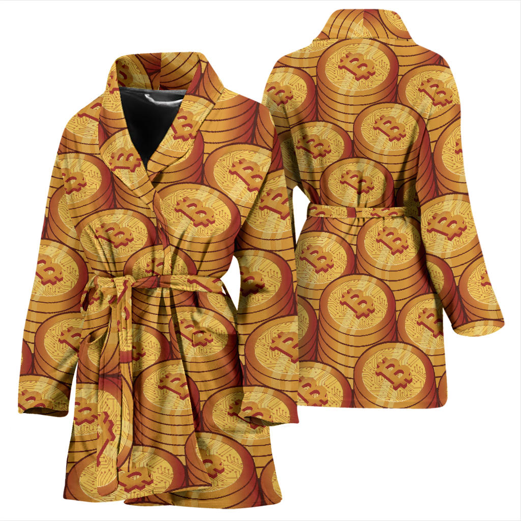 Bitcoin Pattern Print Design 02 Women Bathrobe