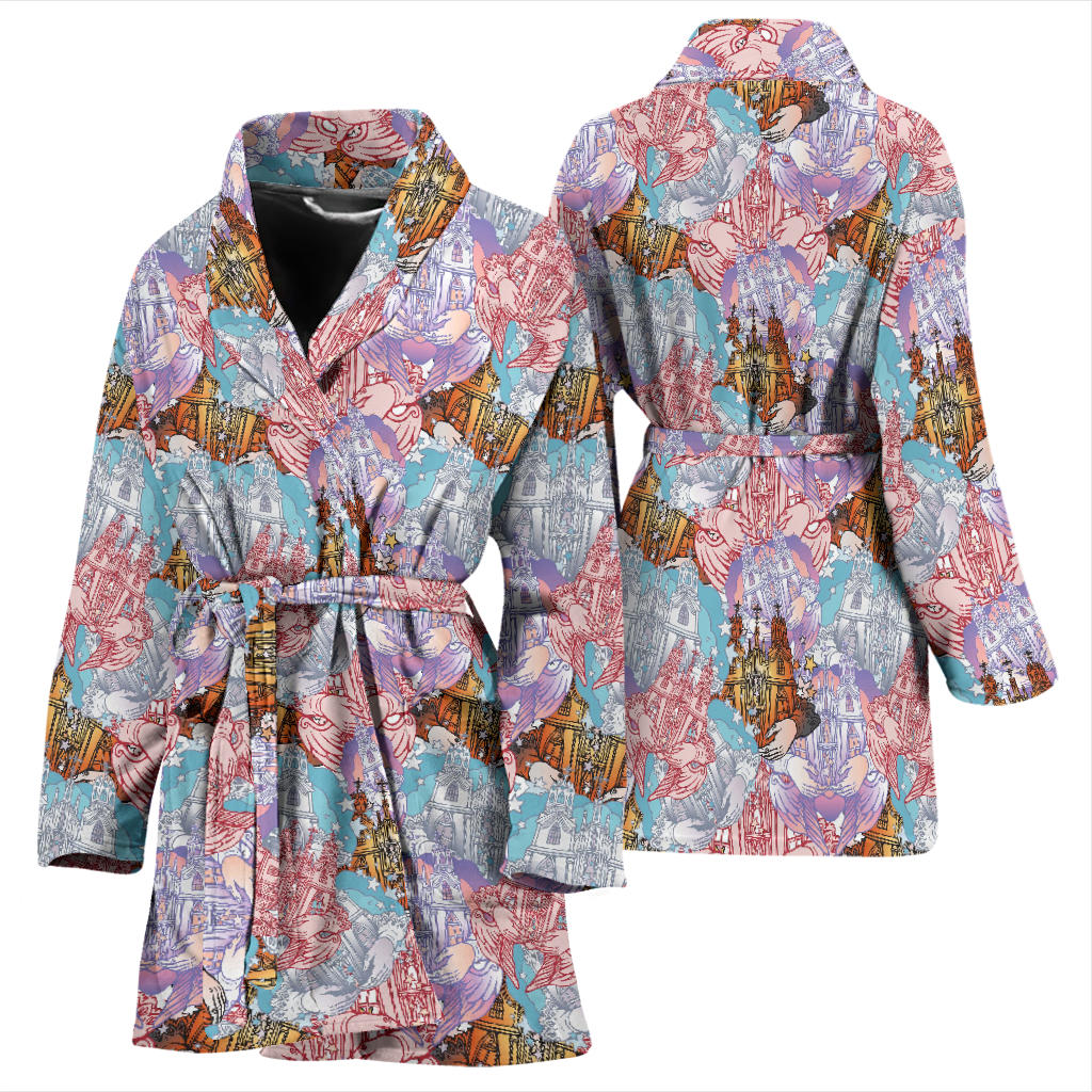 Christian Pattern Print Design 03 Women Bathrobe
