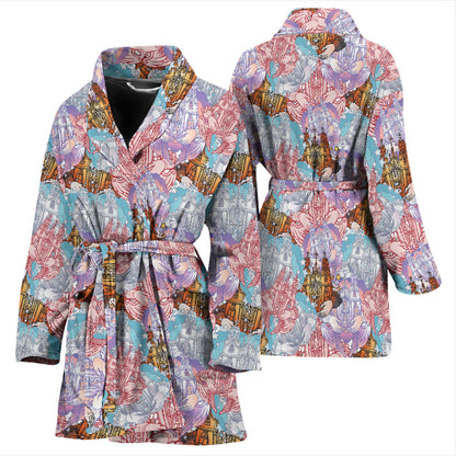 Christian Pattern Print Design 03 Women Bathrobe