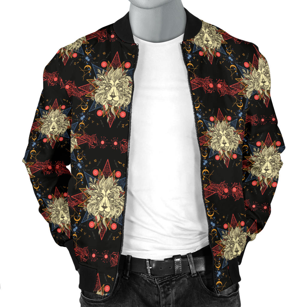Zodiac Leo Pattern Design Print Men Bomber Jacket