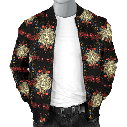 Zodiac Leo Pattern Design Print Men Bomber Jacket