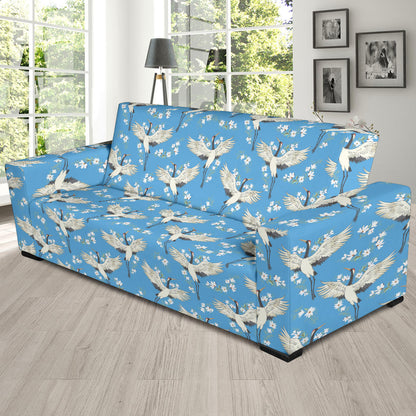 Crane Pattern Print Design 03 Sofa Slipcover