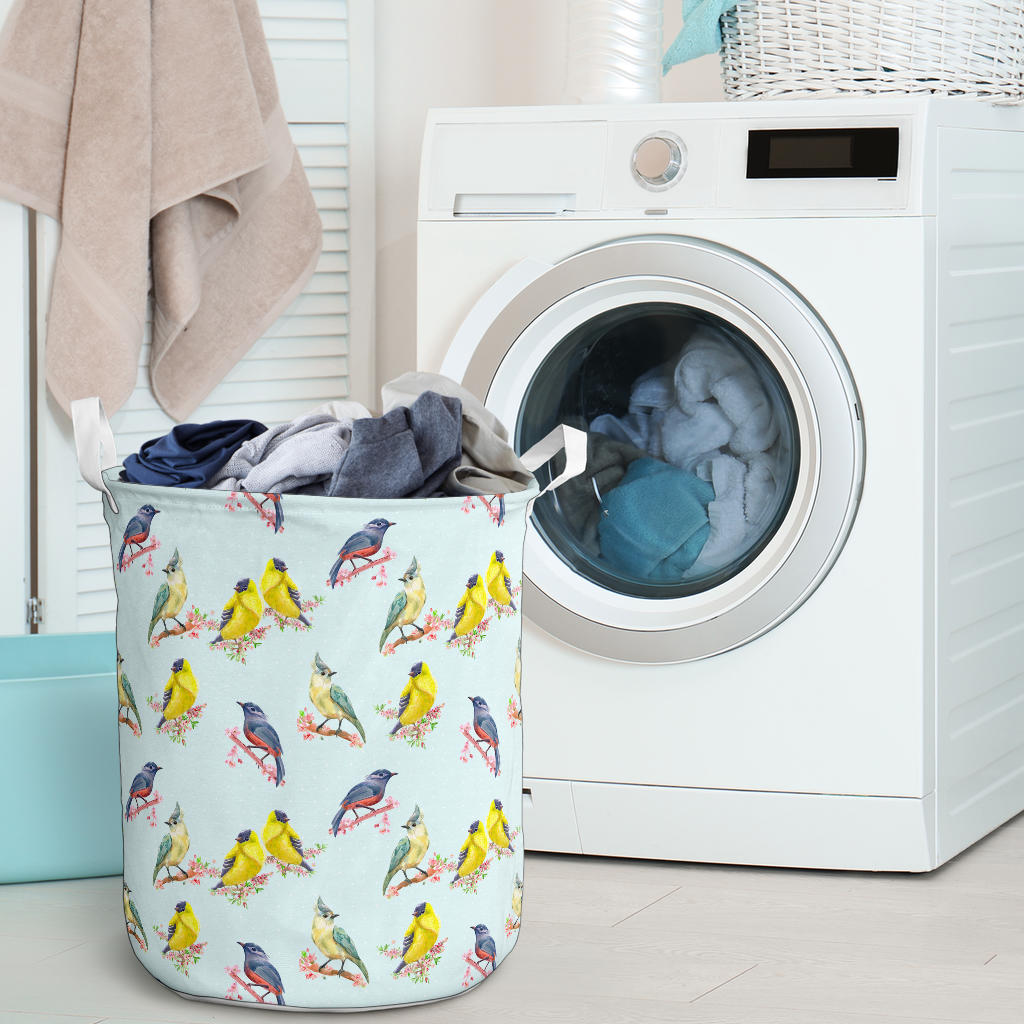 Bird Sweet Themed Print Pattern Laundry Basket