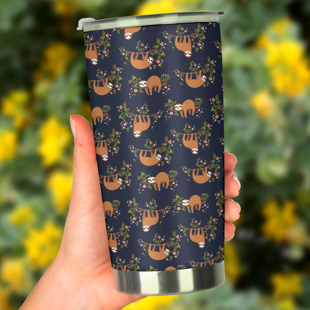 Sloth flower Design Themed Print Tumbler