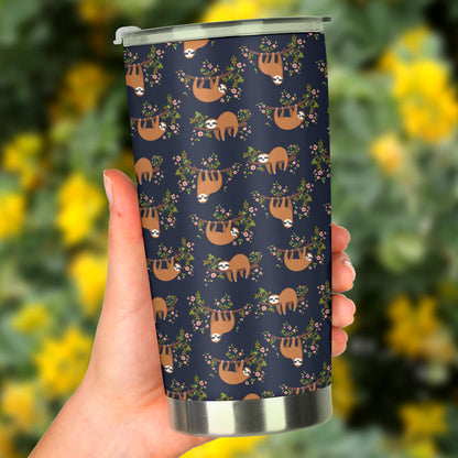 Sloth flower Design Themed Print Tumbler