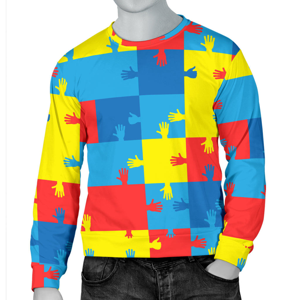Autism Awareness Design Themed Print Men Long Sleeve Sweatshirt
