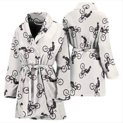 Mountain bike Pattern Print Design 01 Women Bathrobe