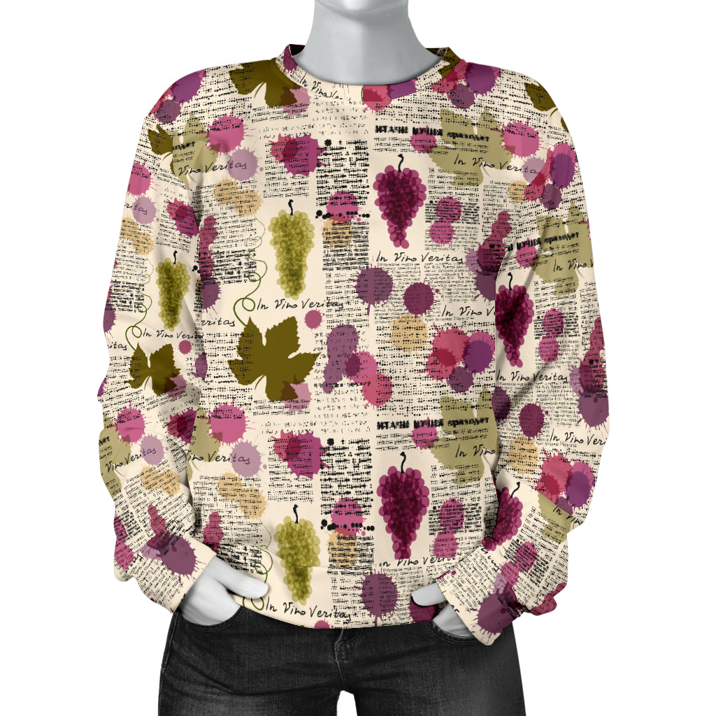 Wine Style Design Print Women Long Sleeve Sweatshirt