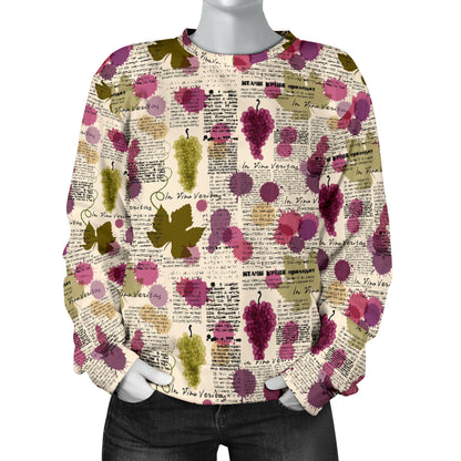 Wine Style Design Print Women Long Sleeve Sweatshirt