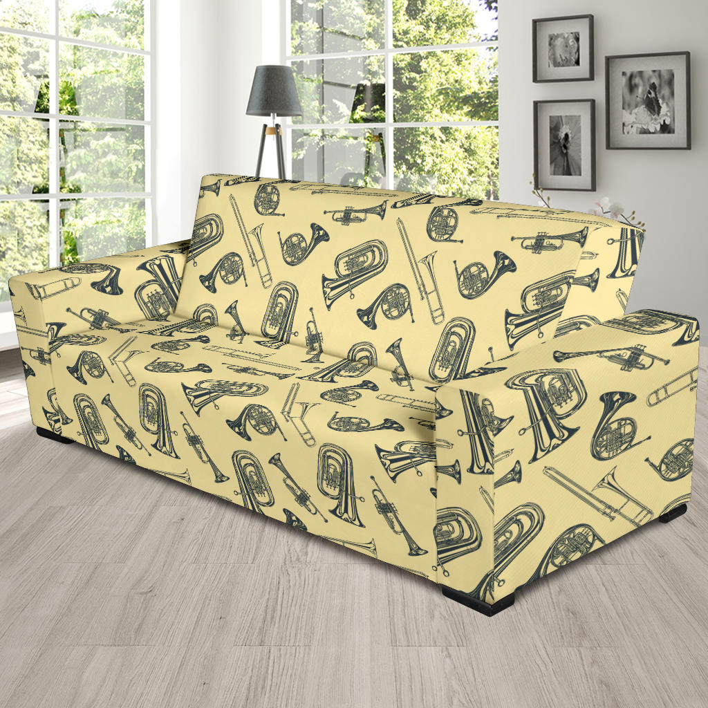 Tuba Pattern Print Design 01 Sofa Slipcover