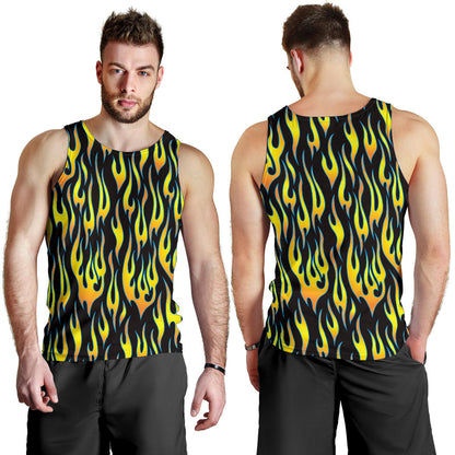 Flame Fire Yellow Pattern Men Tank Top