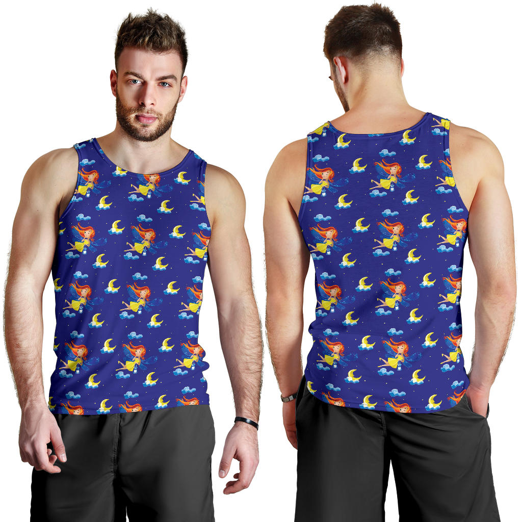 Fairy with Moon Print Pattern Men Tank Top