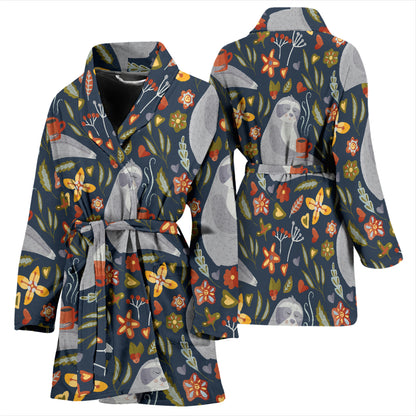 Sloth Print Design LKS303 Women Bathrobe