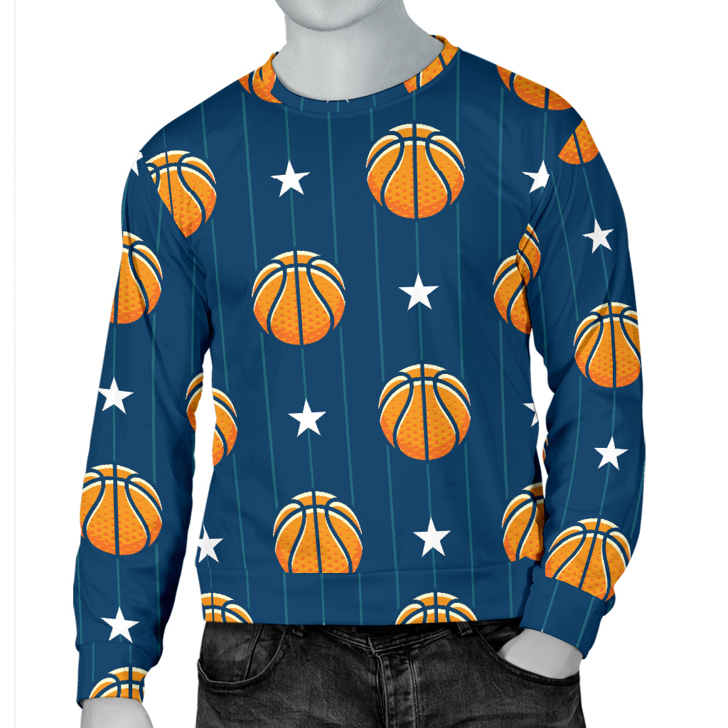 Basketball Star Print Pattern Men Long Sleeve Sweatshirt