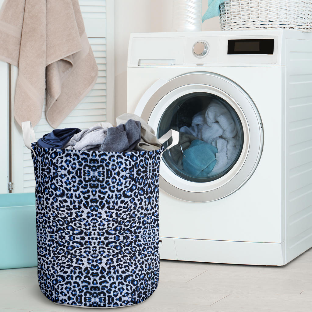 Leopard Blue Skin Print Laundry Basket