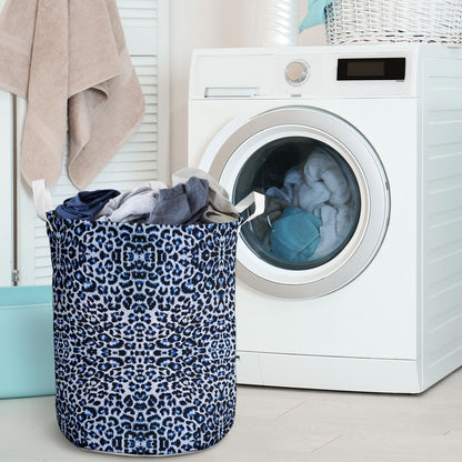 Leopard Blue Skin Print Laundry Basket