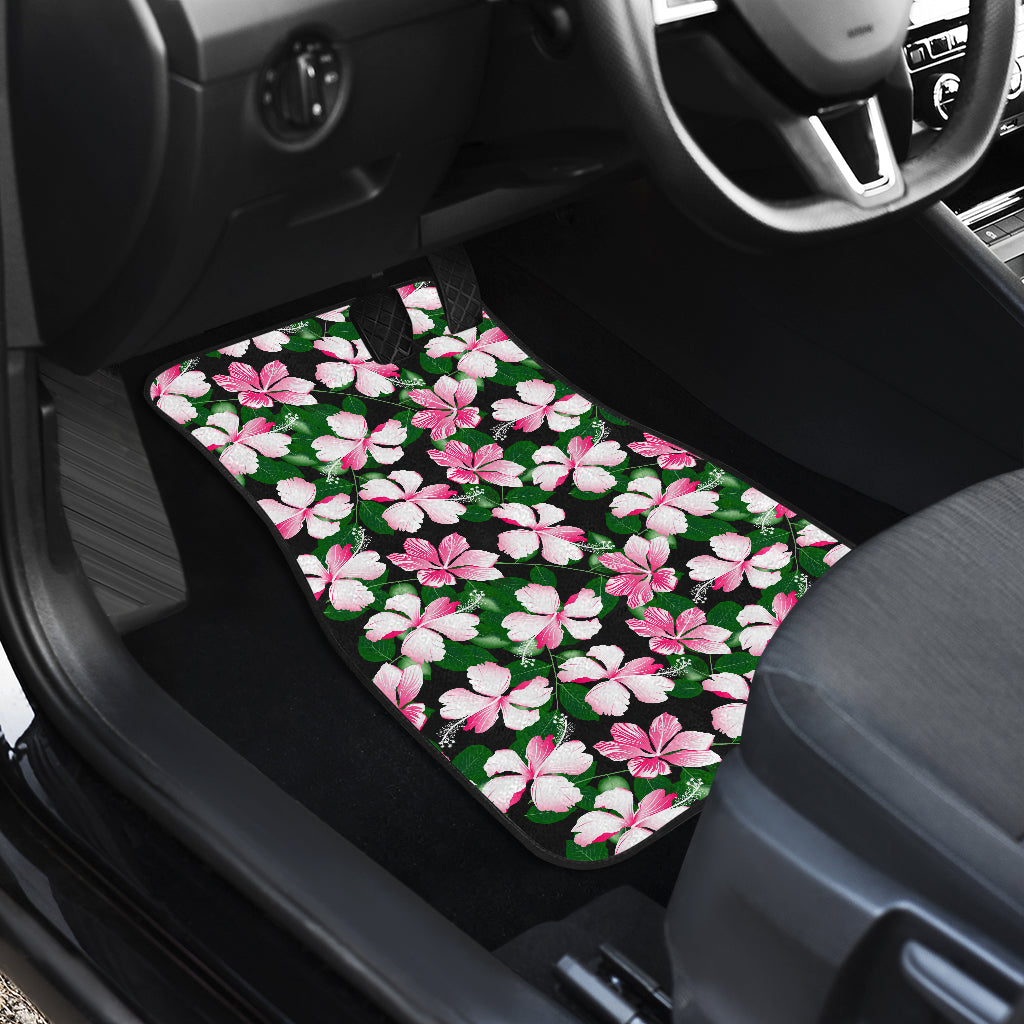 Hibiscus Pink Flower Hawaiian Print Car Floor Mats Front Back
