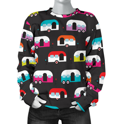 Camper Caravan Pattern Women Long Sleeve Sweatshirt