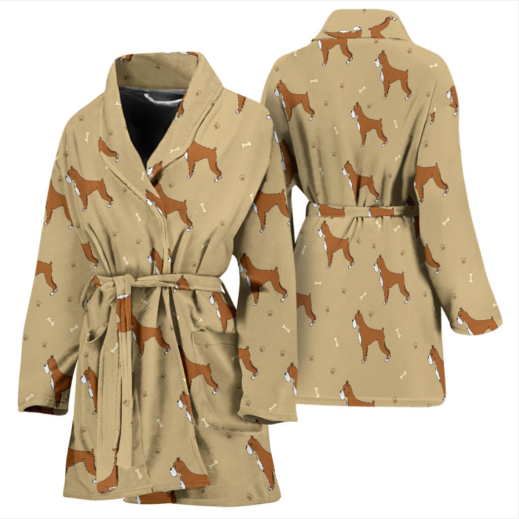 Boxers Pattern Print Design 02 Women Bathrobe