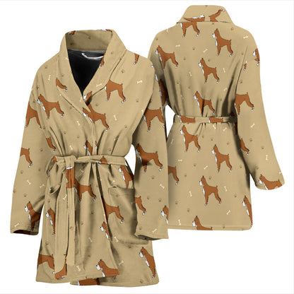 Boxers Pattern Print Design 02 Women Bathrobe