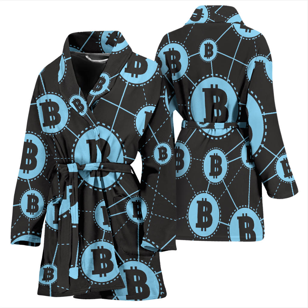 Cryptocurrency Pattern Print Design 02 Women Bathrobe