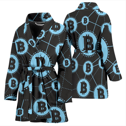 Cryptocurrency Pattern Print Design 02 Women Bathrobe