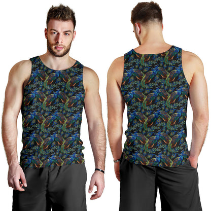 Peacock Themed Design Print Men Tank Top