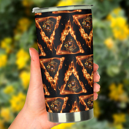 Eye of Horus in Flame Print Tumbler