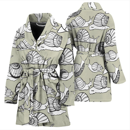 Snail Pattern Print Design 03 Women Bathrobe