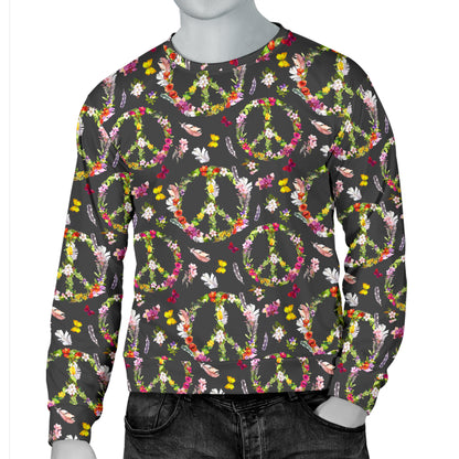 Peace Sign flowers Design Print Men Long Sleeve Sweatshirt