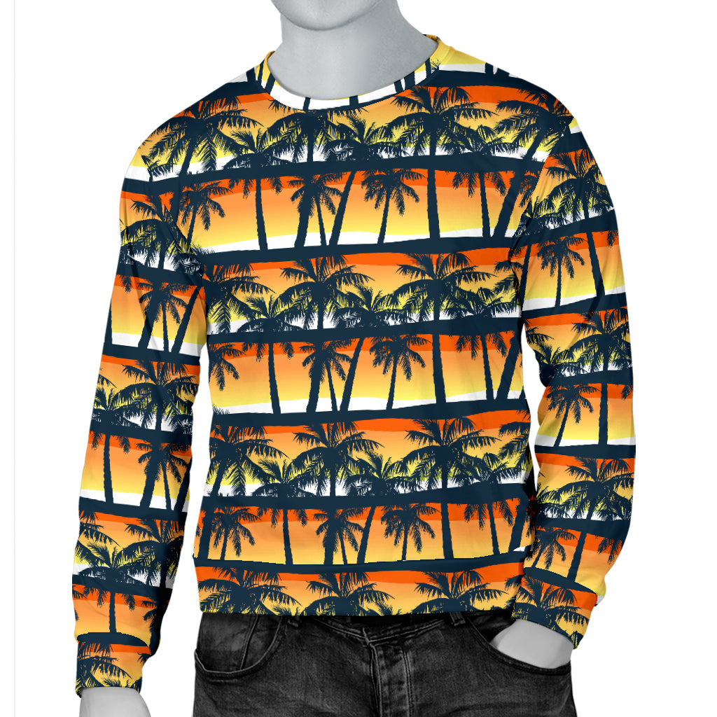 Palm Tree Sunset Design Print Men Long Sleeve Sweatshirt