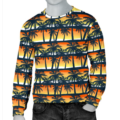 Palm Tree Sunset Design Print Men Long Sleeve Sweatshirt