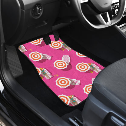 Beach Top View Umbrella Theme Car Floor Mats Front Back
