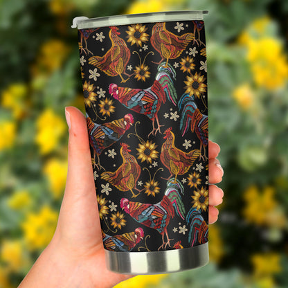 Chicken Embroidery Style Tumbler