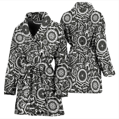 Bicycle Tools Pattern Print Design 02 Women Bathrobe