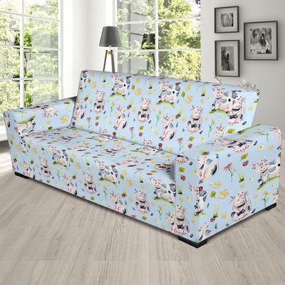 Cow Happy Pattern Print Design 05 Sofa Slipcover