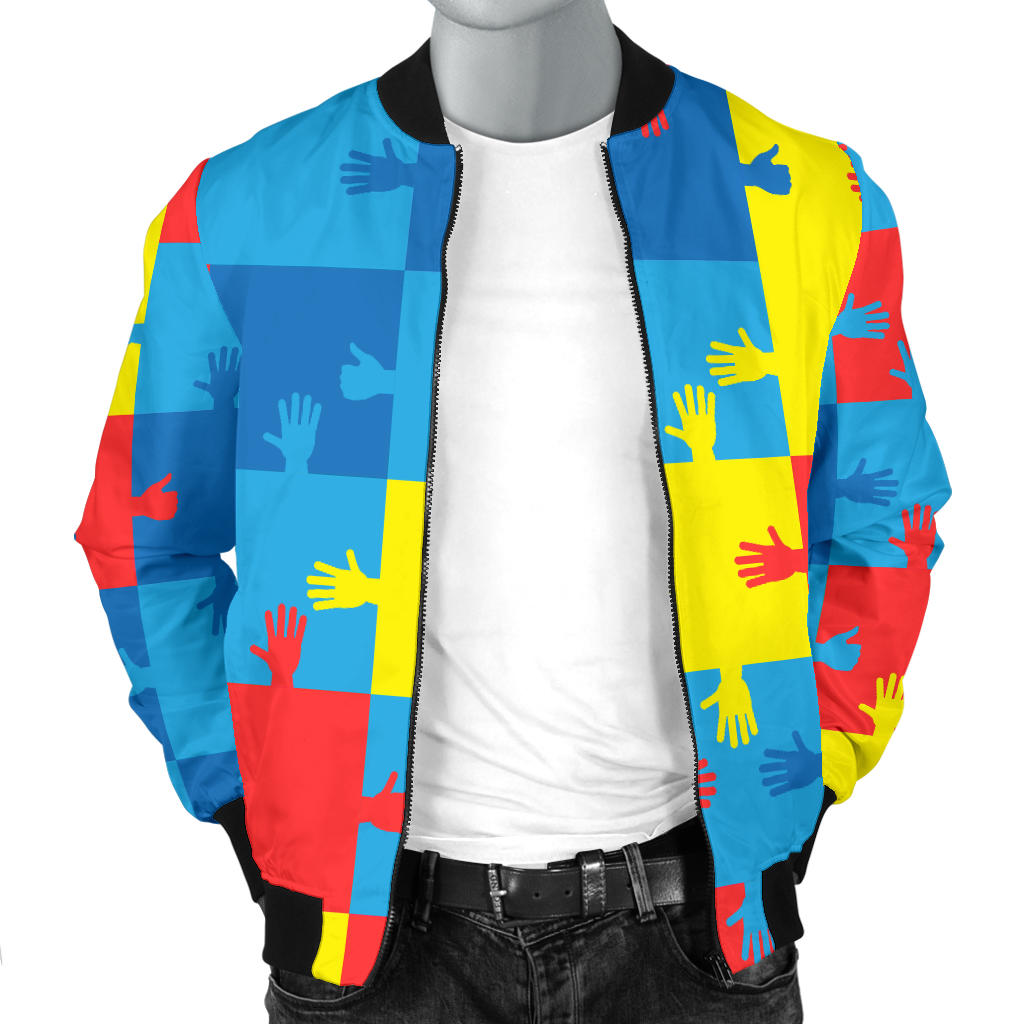 Autism Awareness Design Themed Print Men Bomber Jacket
