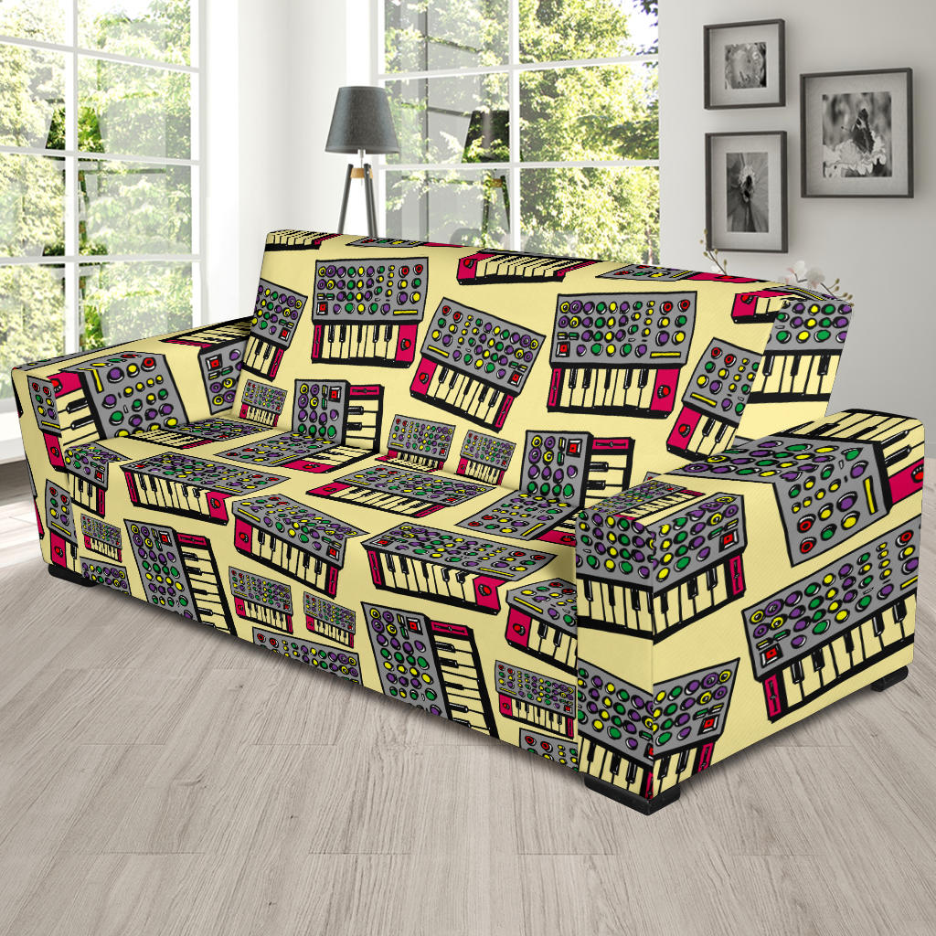 Synthesizer Pattern Print Design 01 Sofa Slipcover