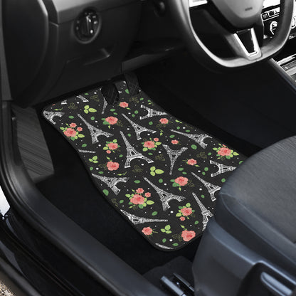Eiffel Tower Rose Print Car Floor Mats Front Back