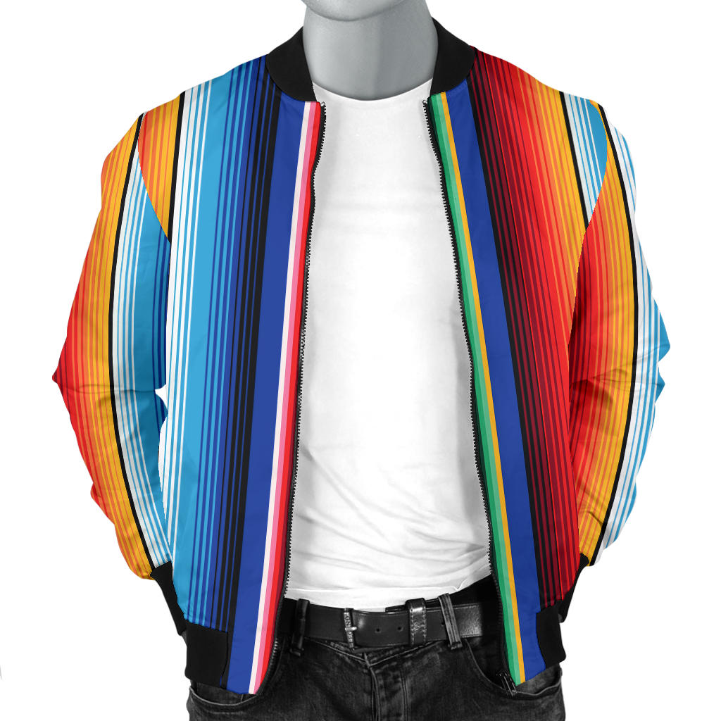 Mexican Blanket Stripe Print Pattern Men Bomber Jacket