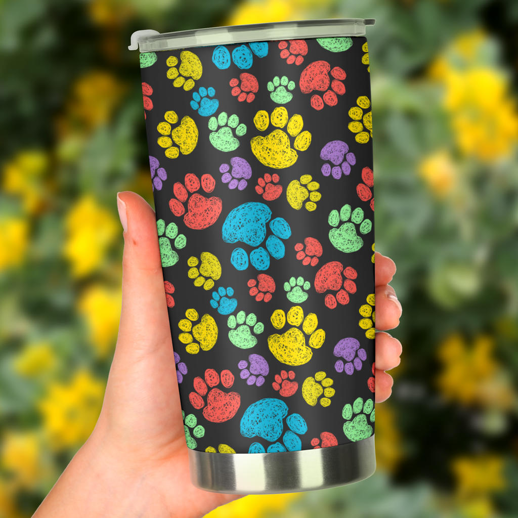 Paw Colorful Print Tumbler