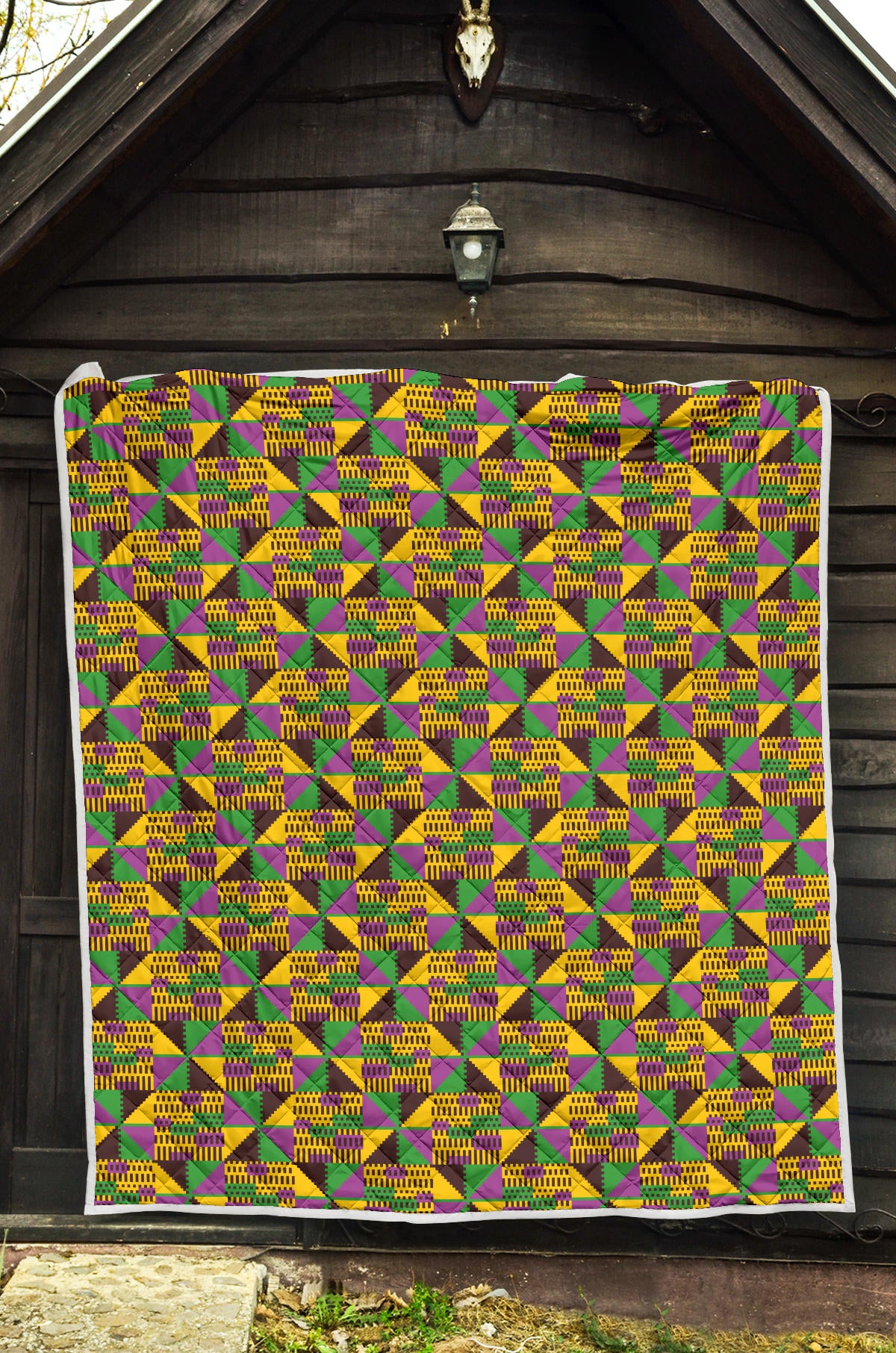 Kente Triangle Design African Print Quilt Bedspread