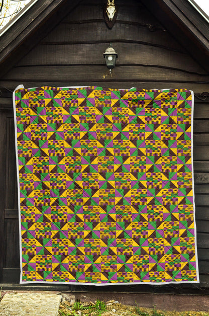 Kente Triangle Design African Print Quilt Bedspread