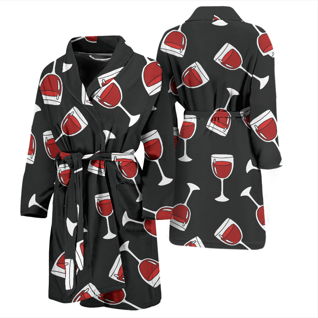 Wine Glass Print Design LKS303 Men Bathrobe