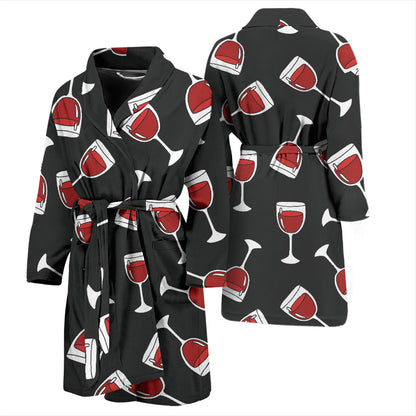 Wine Glass Print Design LKS303 Men Bathrobe