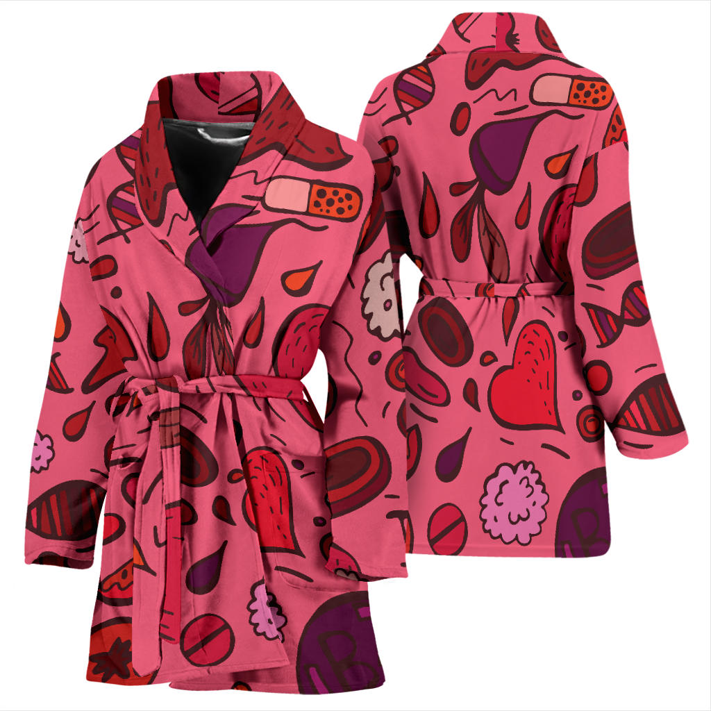 Phlebotomist Pattern Print Design A01 Women Bathrobe