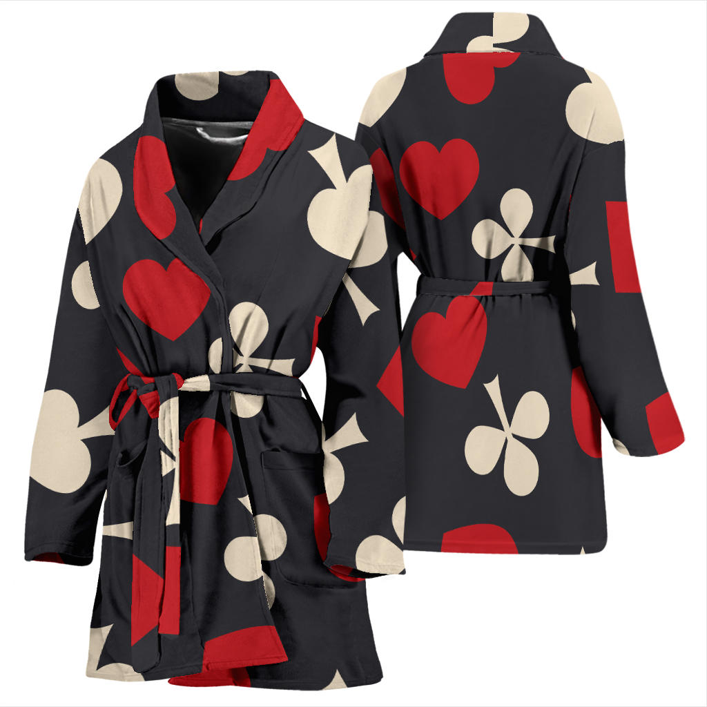 Poker Cards Pattern Print Design A02 Women Bathrobe